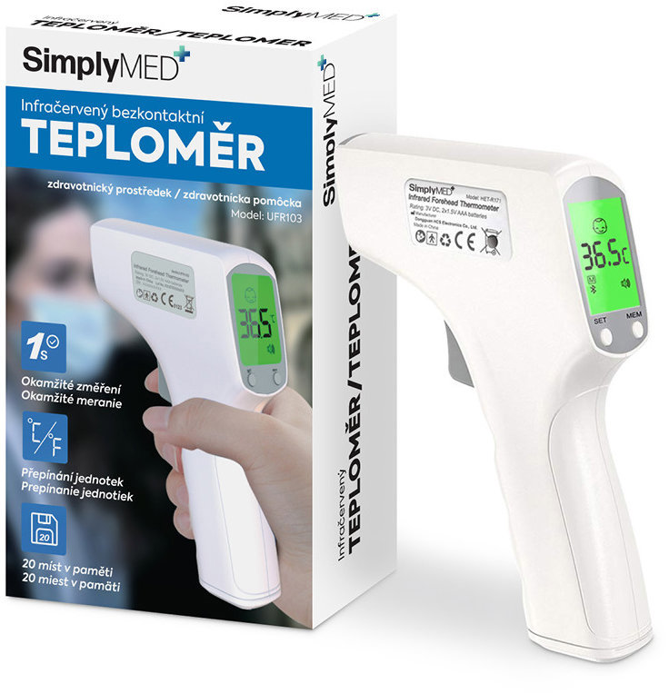 SimplyMed Infračervený bezdotykový teploměr UFR103