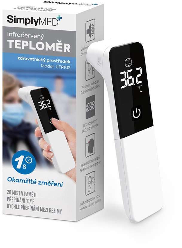 SimplyMed Infračervený bezdotykový teploměr UFR102