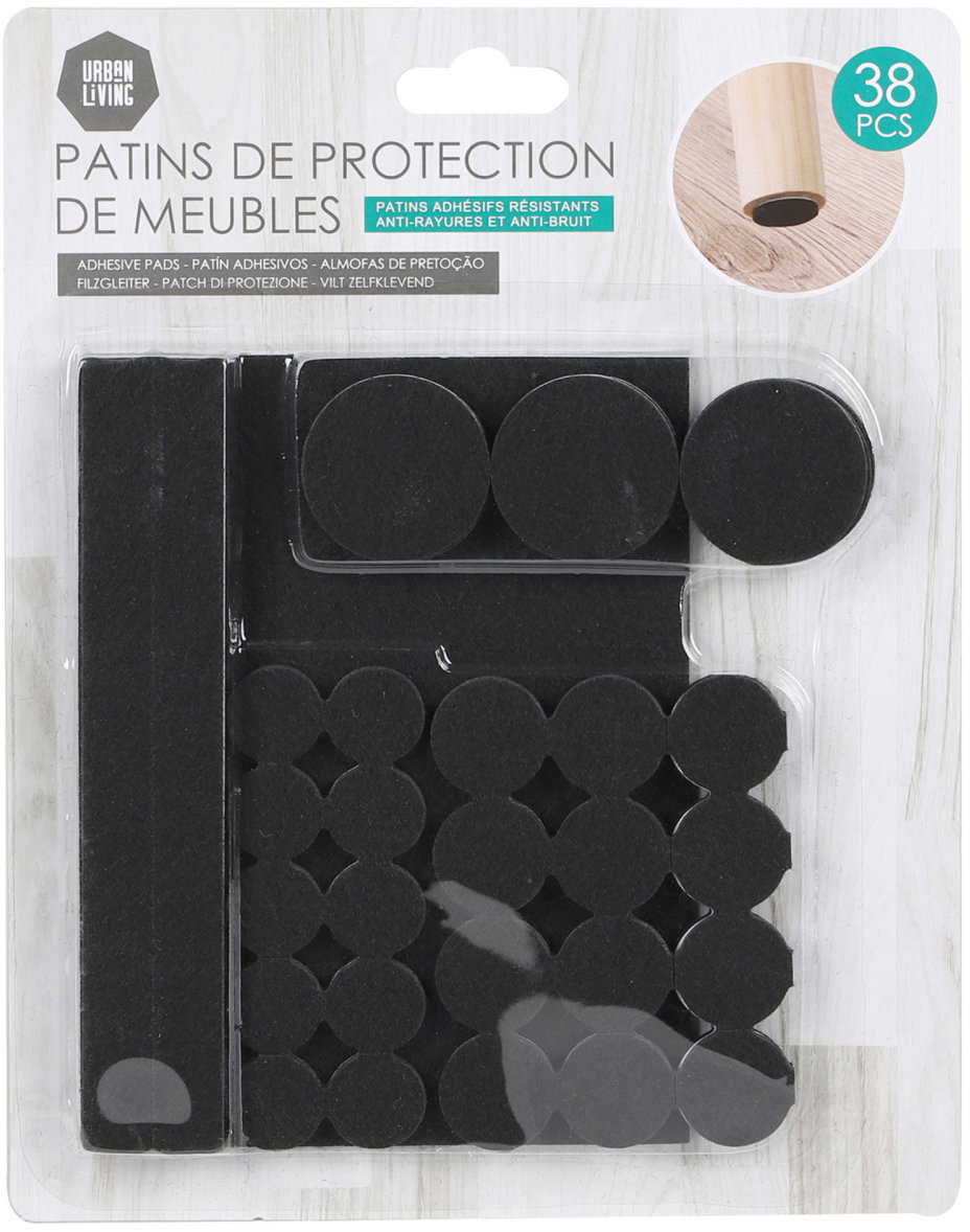 DOCHTMANN Sada filcových podložek černá 38 ks