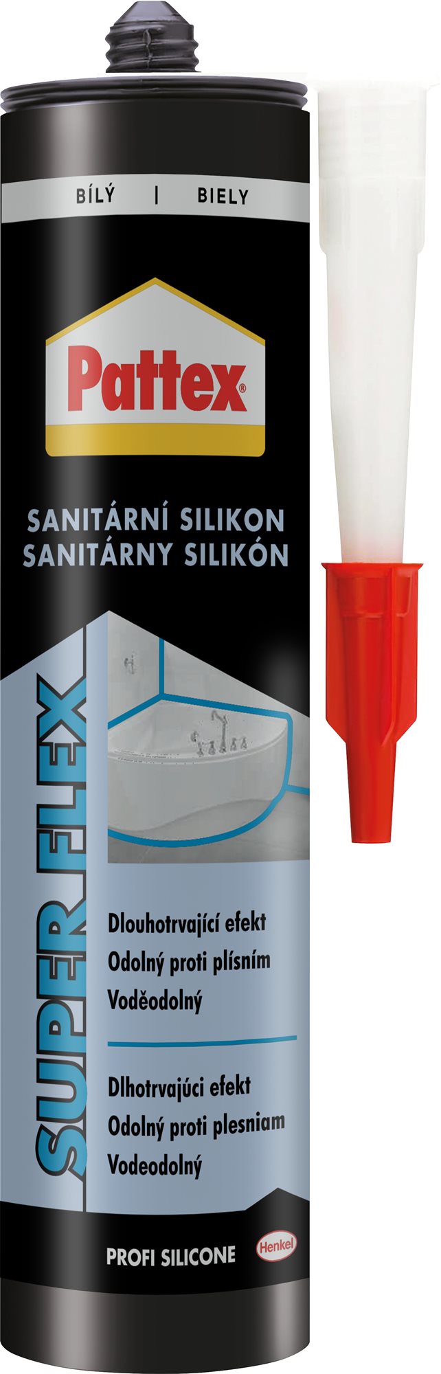 PATTEX Koupelny a kuchyně, bílý silikon 280 ml