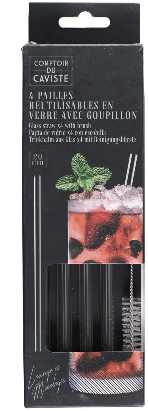 CMP Skleněná brčka s čisticím štětcem 4 ks