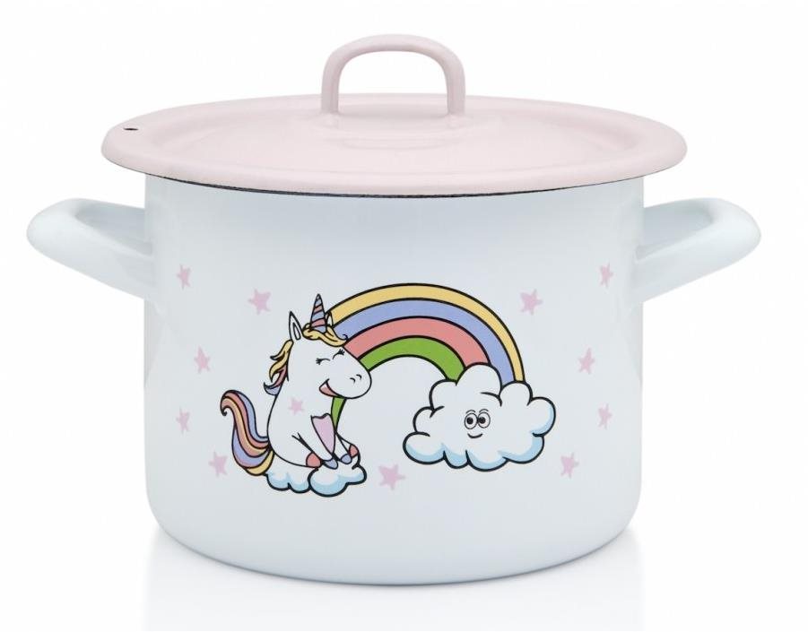 Metalac Smaltovaný hrnec s poklicí Jednorožec, 14 cm, 1,5 l