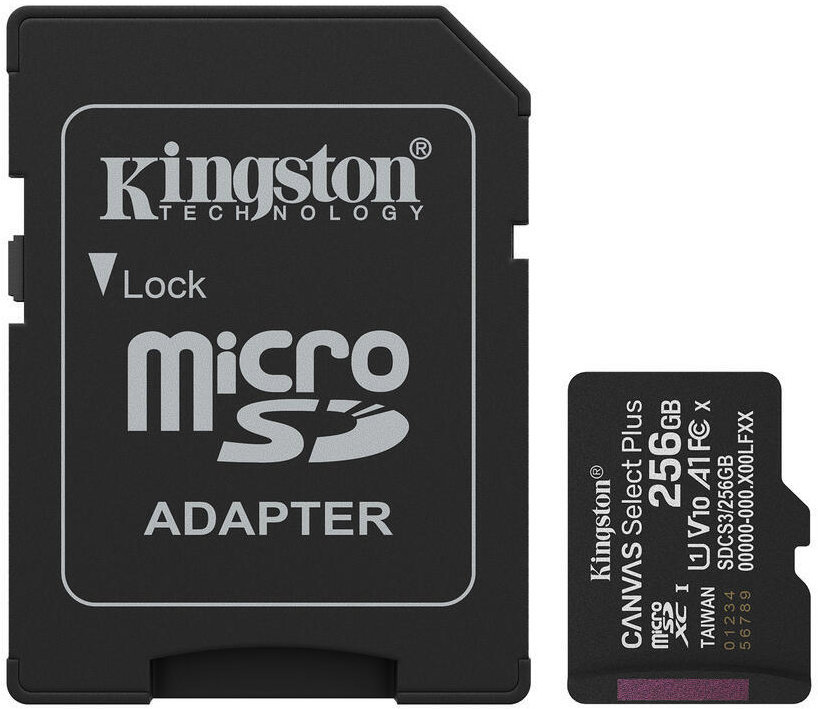 Kingston MicroSDXC 256GB Canvas Select Plus Gen 3 + SD adaptér