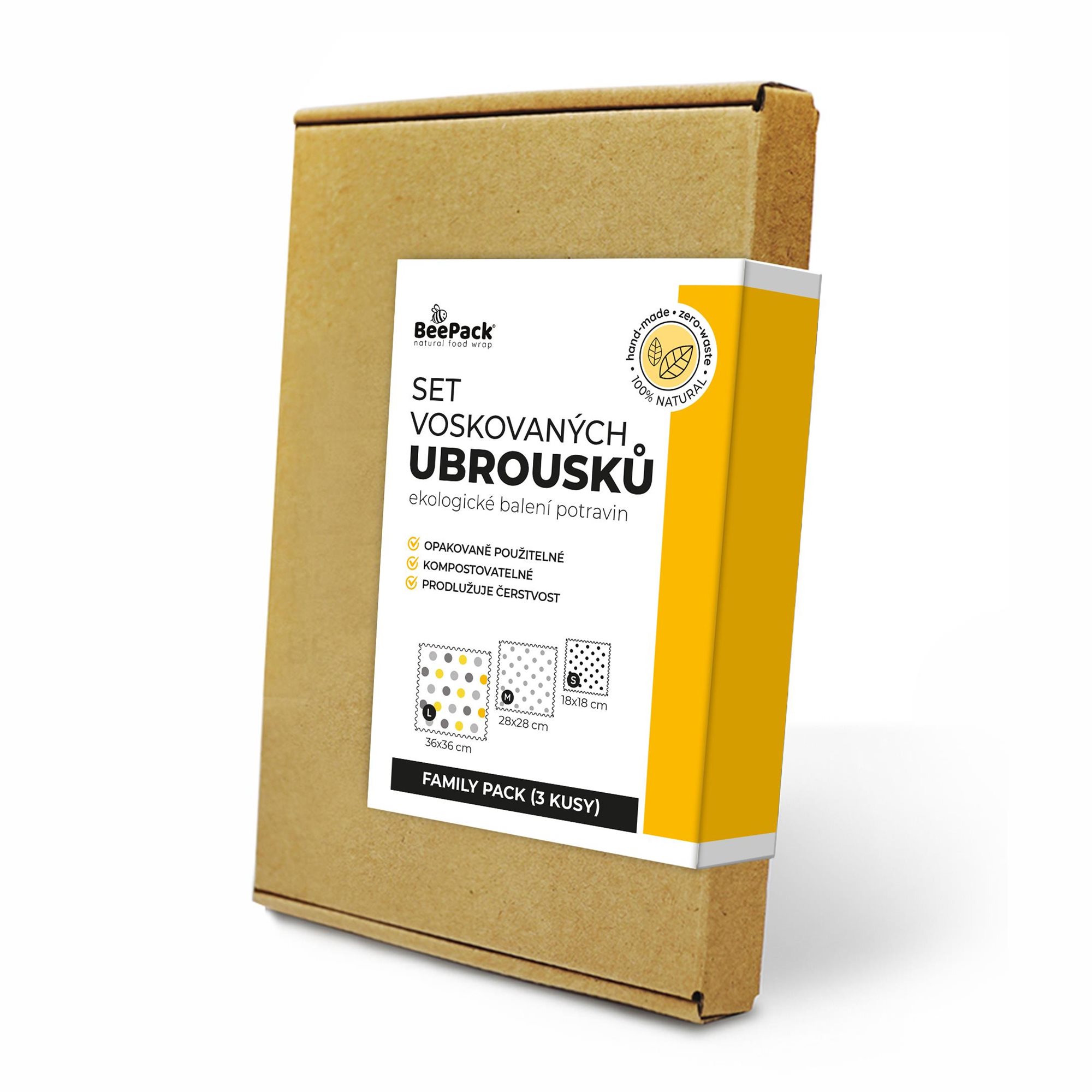 BEEPACK Family Pack 3 voskované ubrousky, S+M+L
