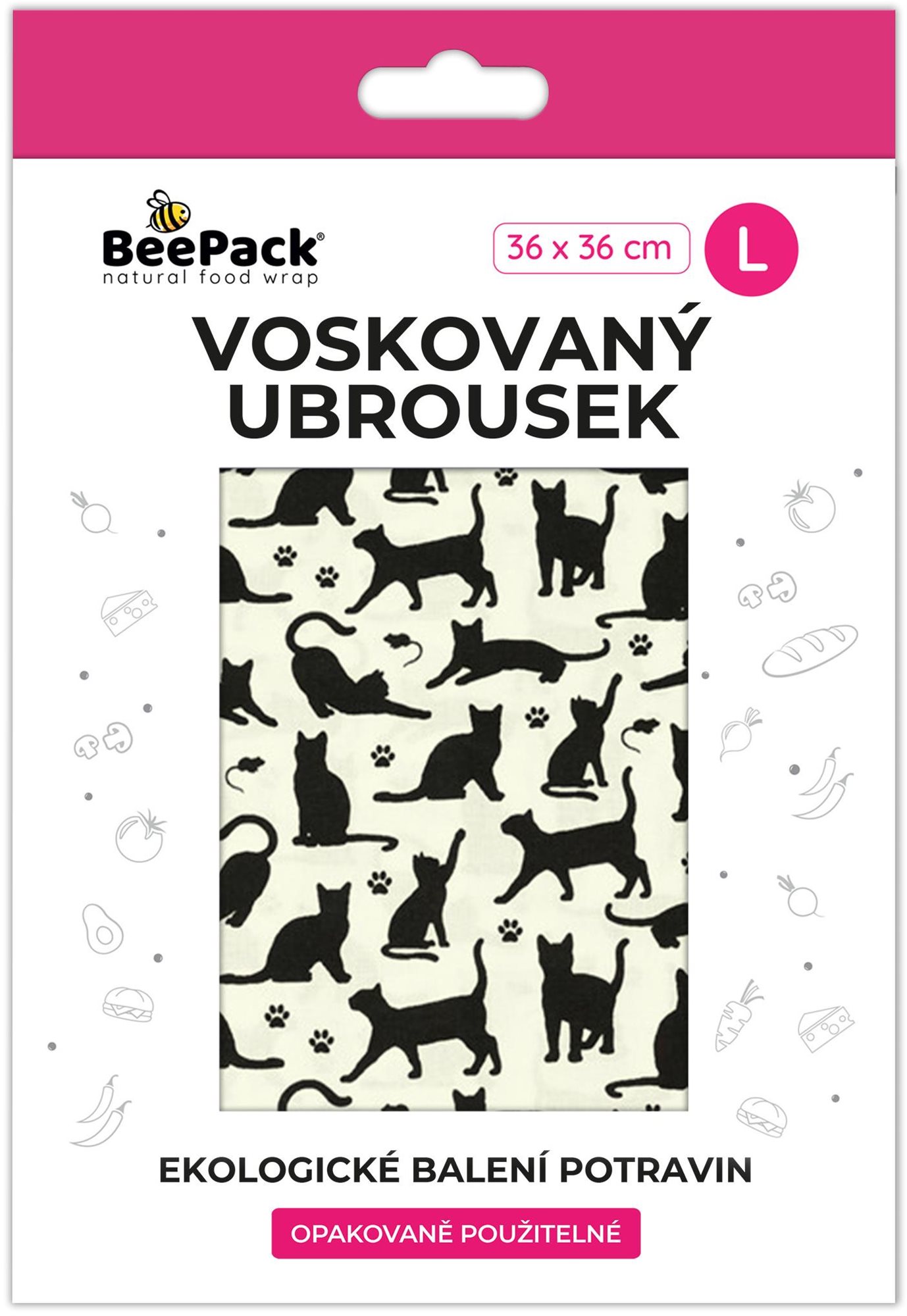 BEEPACK Voskovaný ubrousek Černé kočky, L