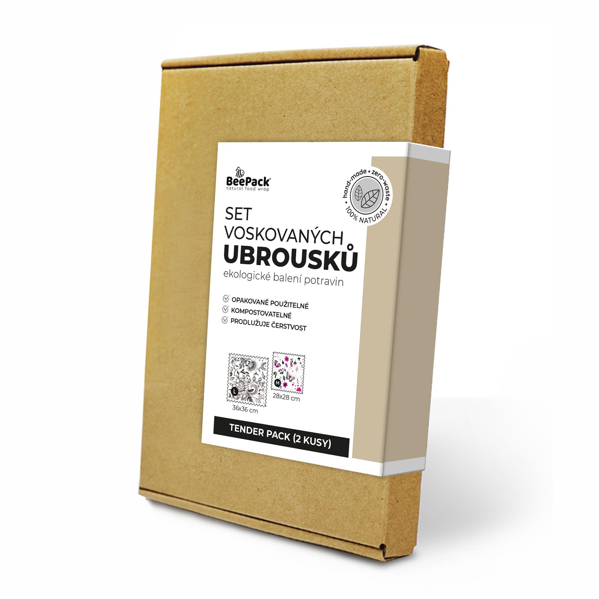 BEEPACK Tender pack – 2 voskové ubrousky, M+L