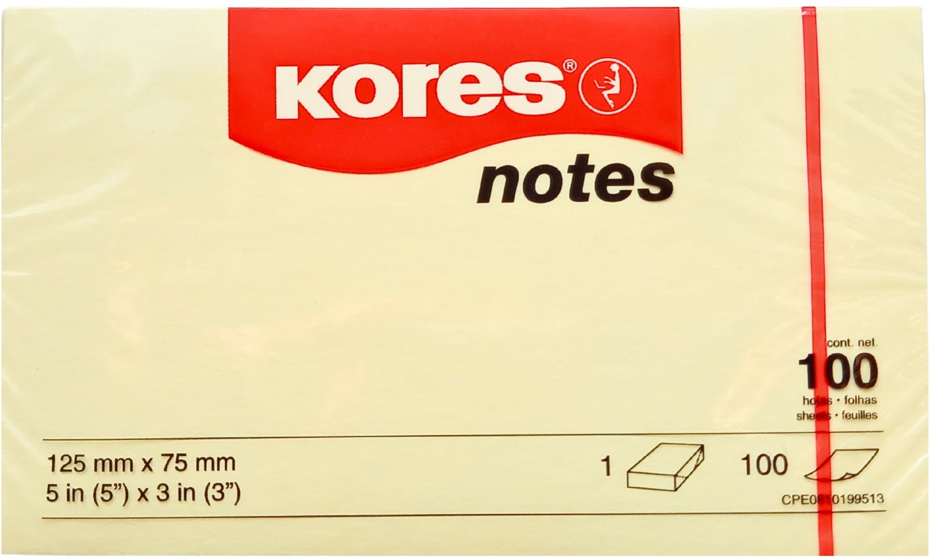 KORES 125 x 75 mm, 100 lístků, žlutý
