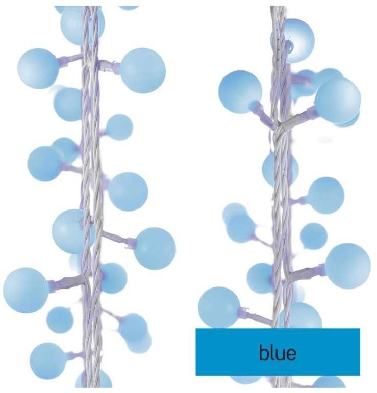EMOS LED světelný cherry řetěz – kuličky 2,5 cm, 4 m, venkovní i vnitřní, modrá, časovač