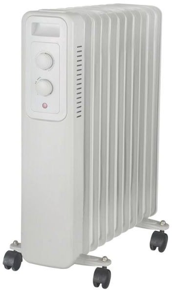 Entac Olejový radiátor, 3 stupně výkonu, max 2500 W, termostat, 11 žeber, na kolečkách