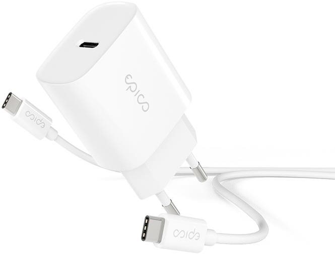 Epico 20W PD Charger Bundle with USB-C to USB-C Cable 1,2m - bílá