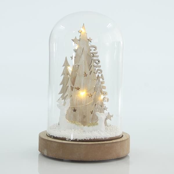 EUROLAMP Vánoční dekorace - skleněná kupole s jedlemi, 12 x 12 x 20 cm