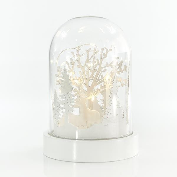 EUROLAMP Vánoční dekorace - osvětlená kopule s jeleny a stromy, 12,5 x 18,5 cm
