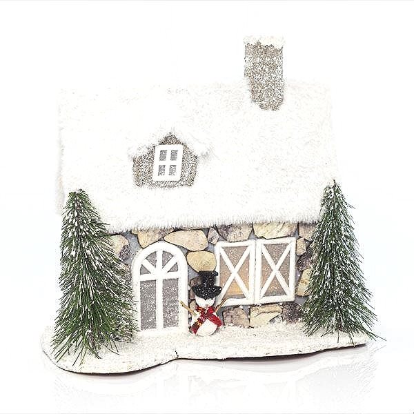 EUROLAMP Vánoční dekorace - dekorativní zasněžený domeček, 26 x 14,5 x 25,5 cm