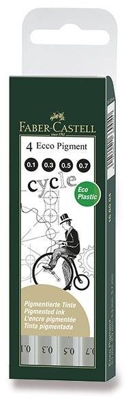 FABER-CASTELL Ecco Pigment 0.1, 0.3, 0.5, 0.7 mm - sada 4 ks