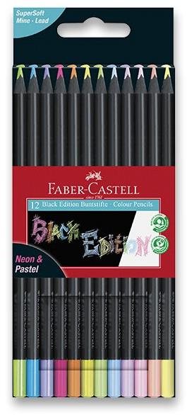 FABER-CASTELL Black Edition Neon/Pastel, 12 barev