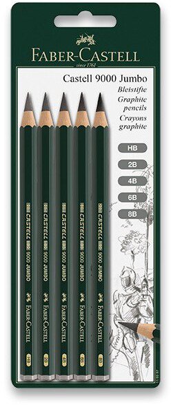FABER-CASTELL Castell 9000 Jumbo, šestihranná - set 5 tvrdostí