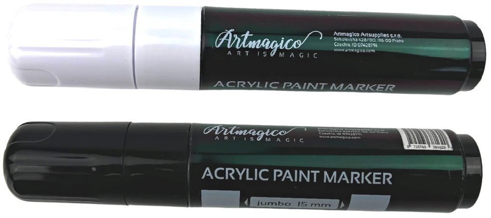 Artmagico Akrylový popisovač Jumbo 15 mm, 2 ks, černý, bílý