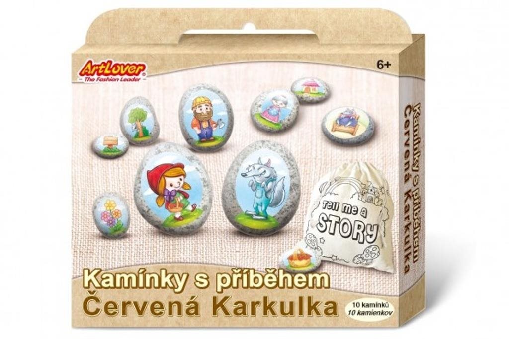 Malování na kameny s příběhem Červená Karkulka: kreativní sada v krabičce 19x16x4cm