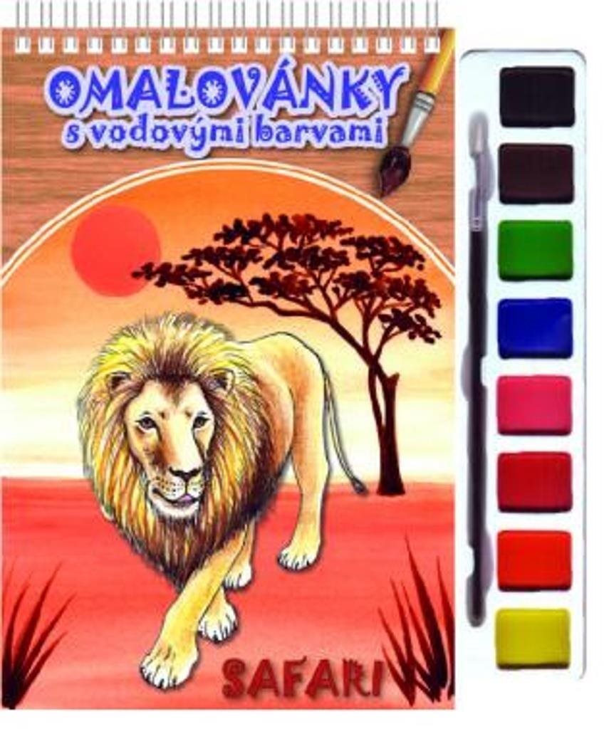 Omalovánky s vodovými barvami a štětcem Safari