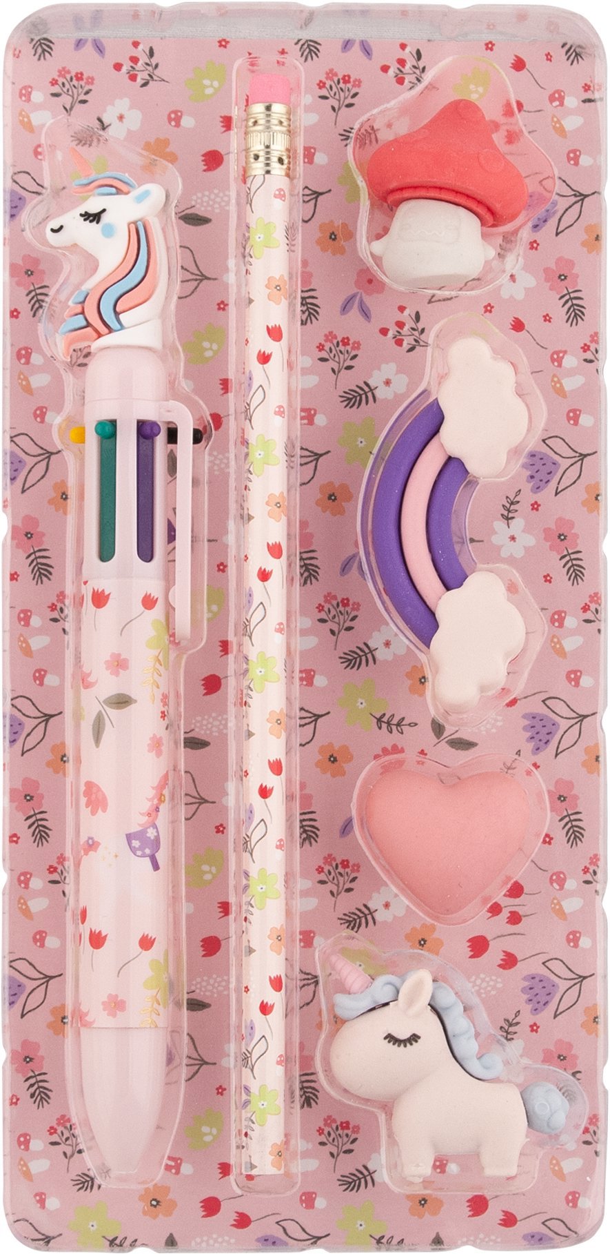 FLEXIO Jednorožec - vícebarevné pero, tužka HB a 4 gumy