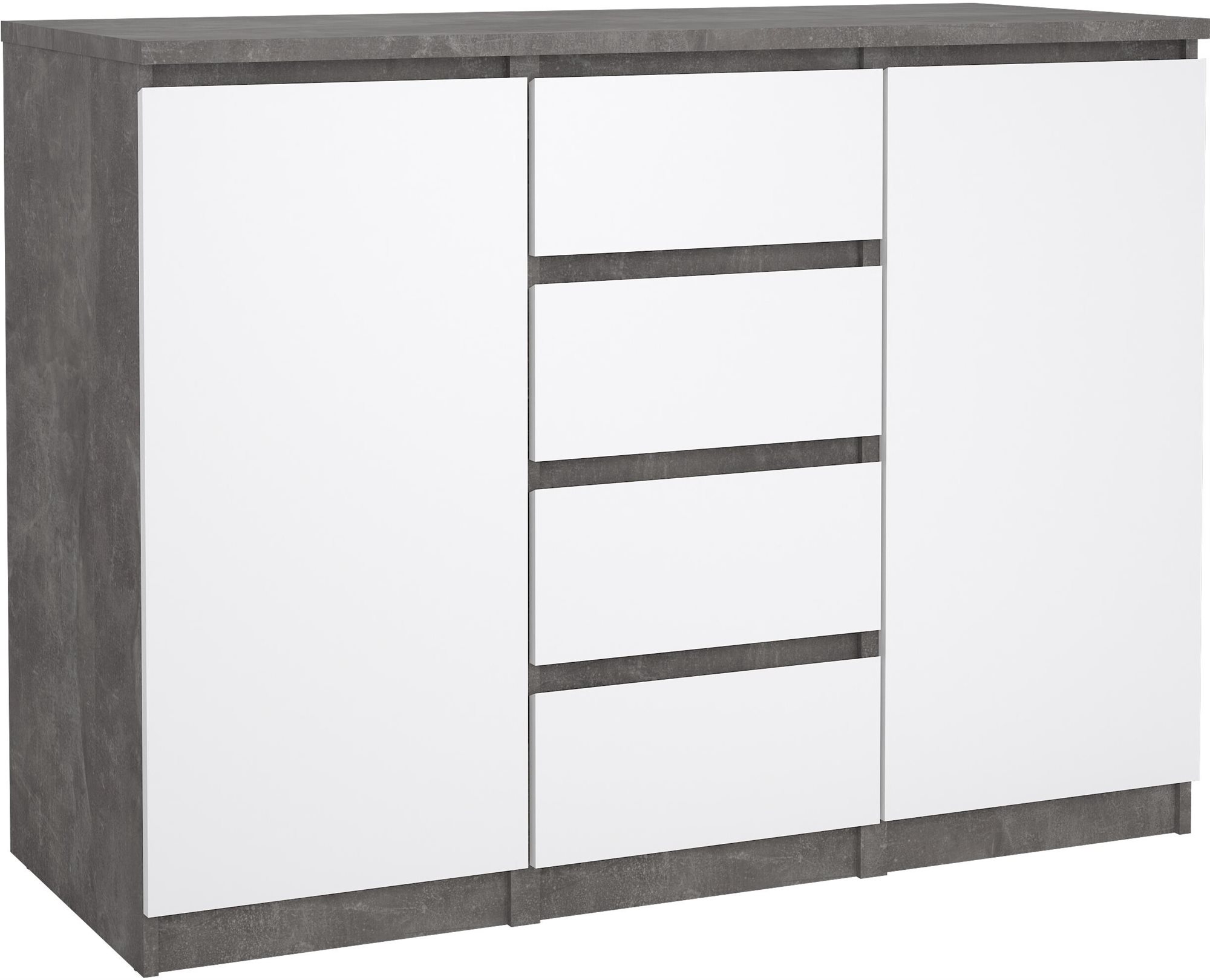 FALCO Komoda Simplicity 236 beton / bílý lesk