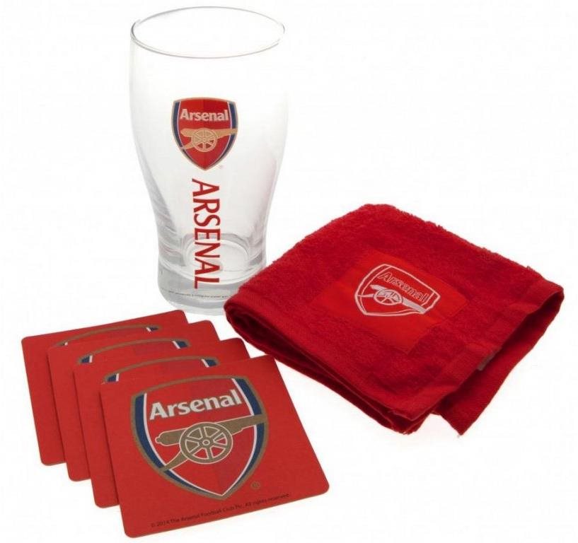 Arsenal FC: Wordmark - sklenice s podtácky a ručníkem