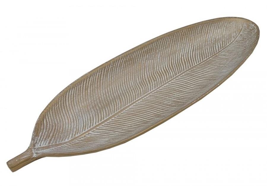 GOBA Talíř dekorační - dřevěný list, zlatý 40cm