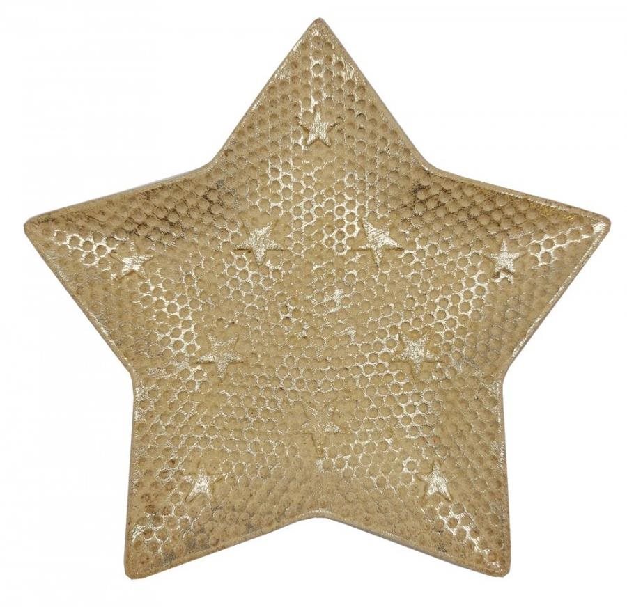 GOBA Talíř dekorační - dřevěný, zlatá hvězda 30cm