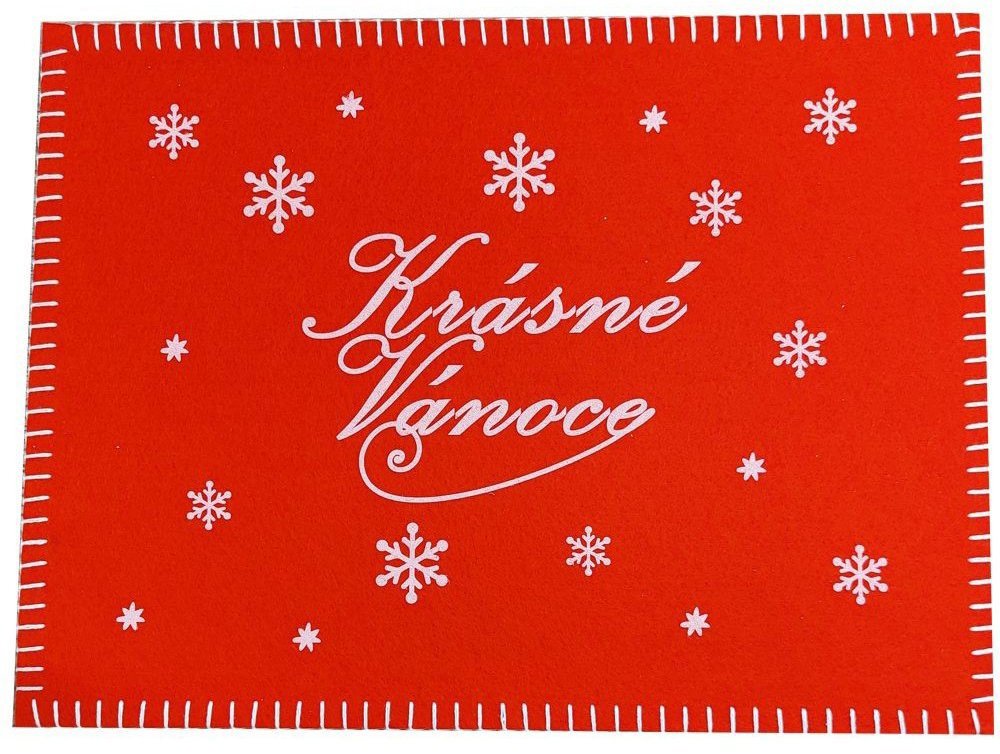 Goba Filcové prostírání Krásné Vánoce červené vločky, 40 × 30 cm, 4 ks