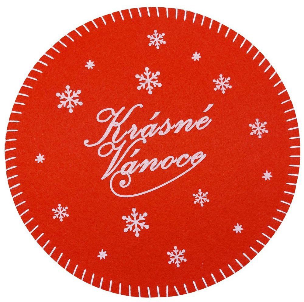 Goba Prostírání filcové Krásné Vánoce červené průměr 30 cm, 4 ks