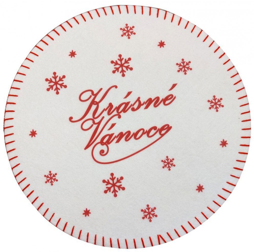 Goba Prostírání filcové Krásné Vánoce bílé průměr 30 cm, 4 ks