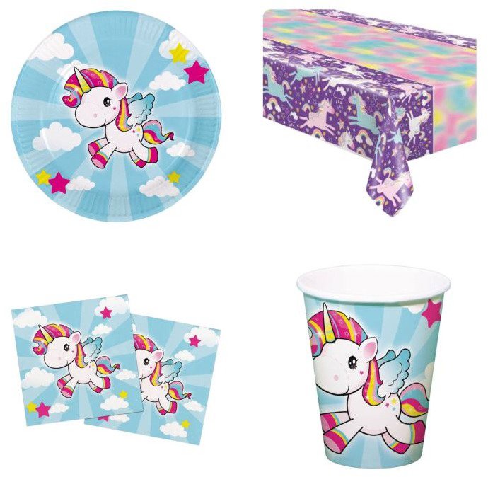 GODAN Dětská narozeninová sada jednorožec, 10 osob