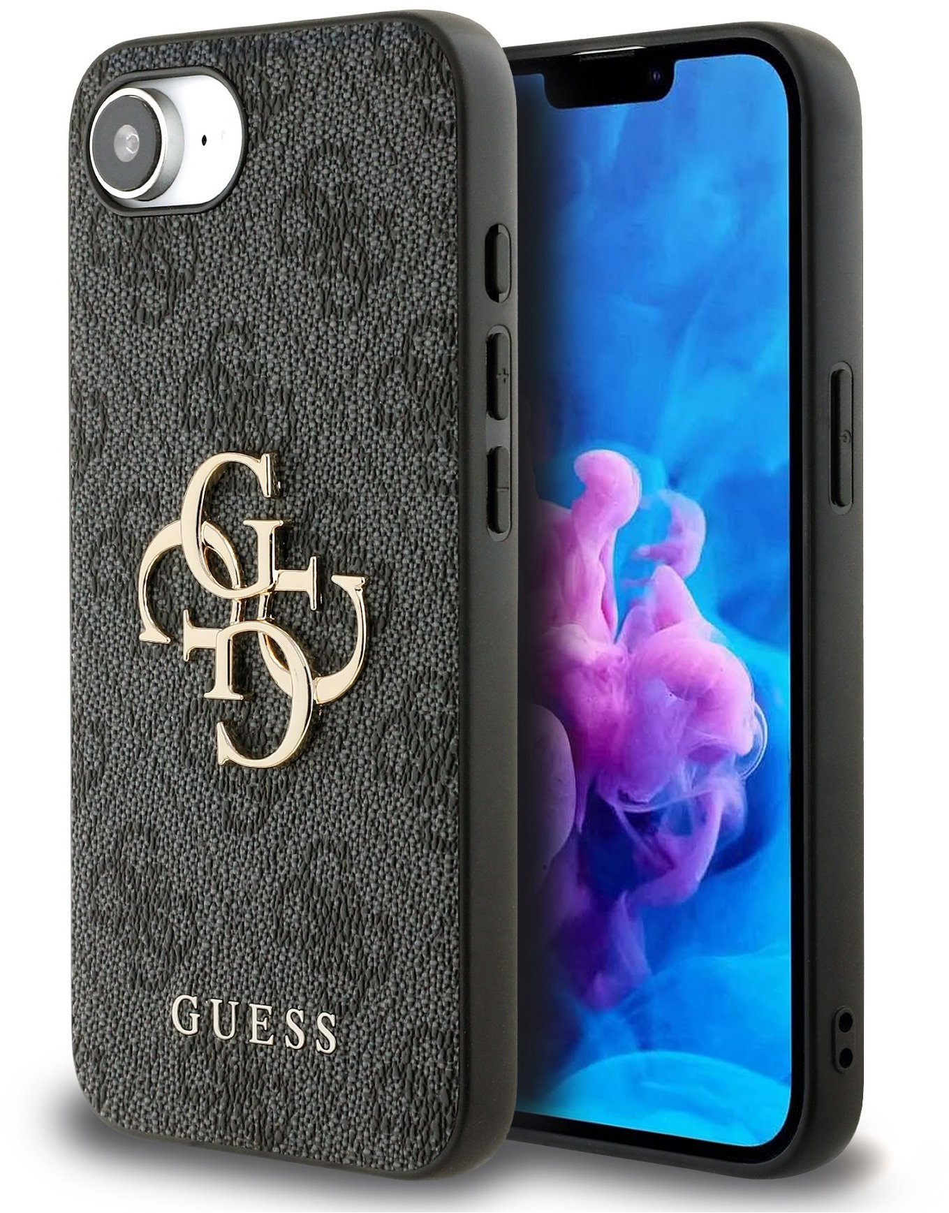 Guess PU 4G Metal Logo Zadní Kryt pro iPhone 16e Grey