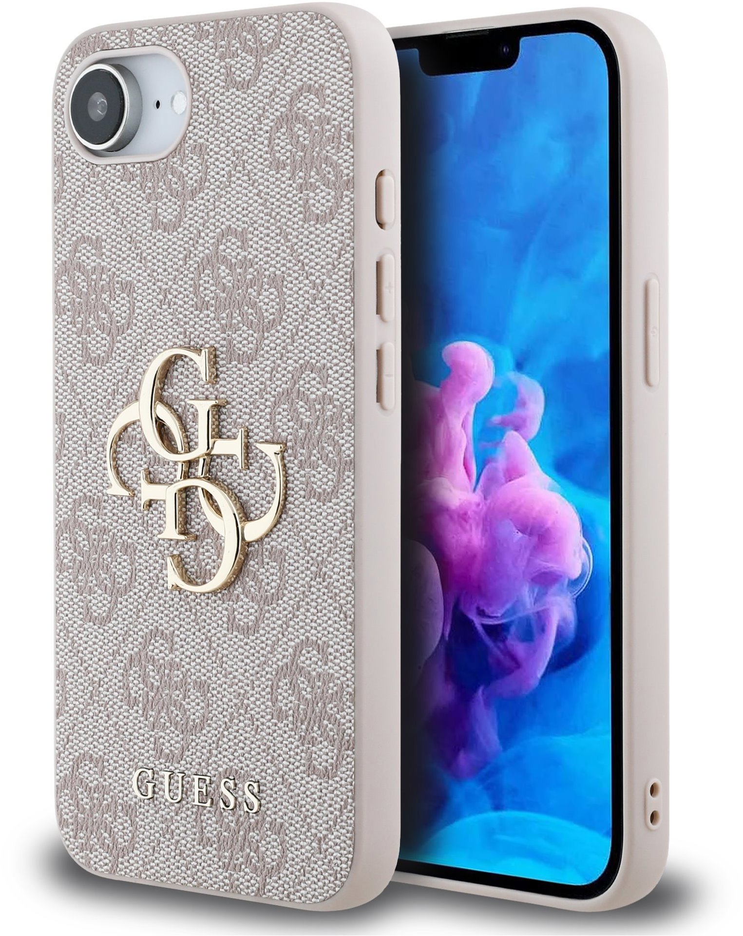 Guess PU 4G Metal Logo Zadní Kryt pro iPhone 16e Pink