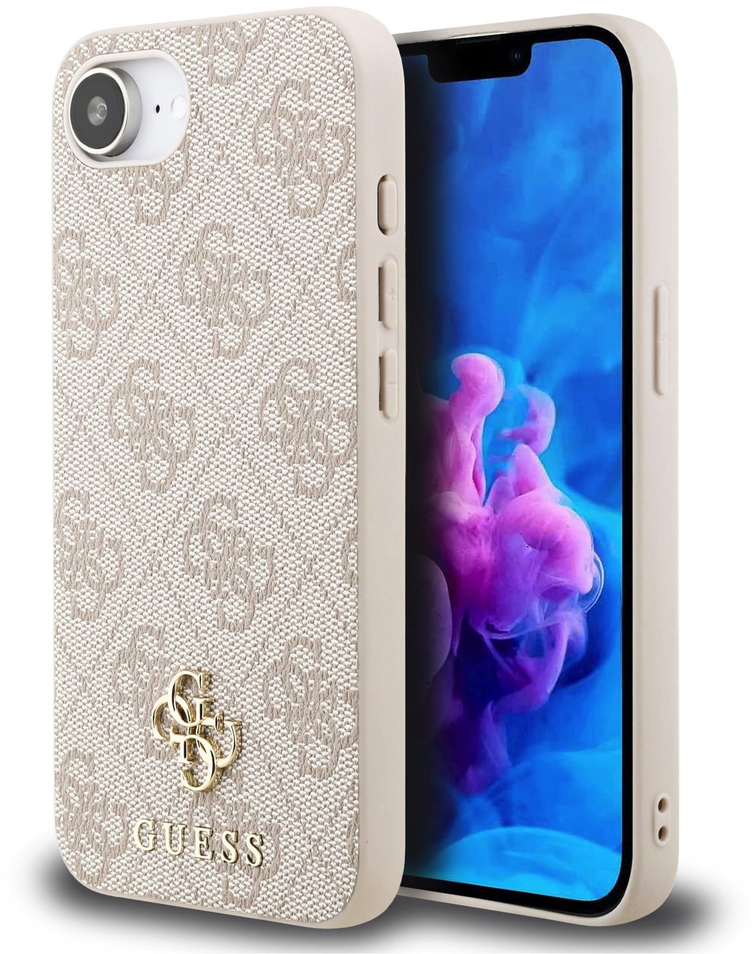 Guess PU 4G Small Metal Logo MagSafe Zadní Kryt pro iPhone 16e Pink