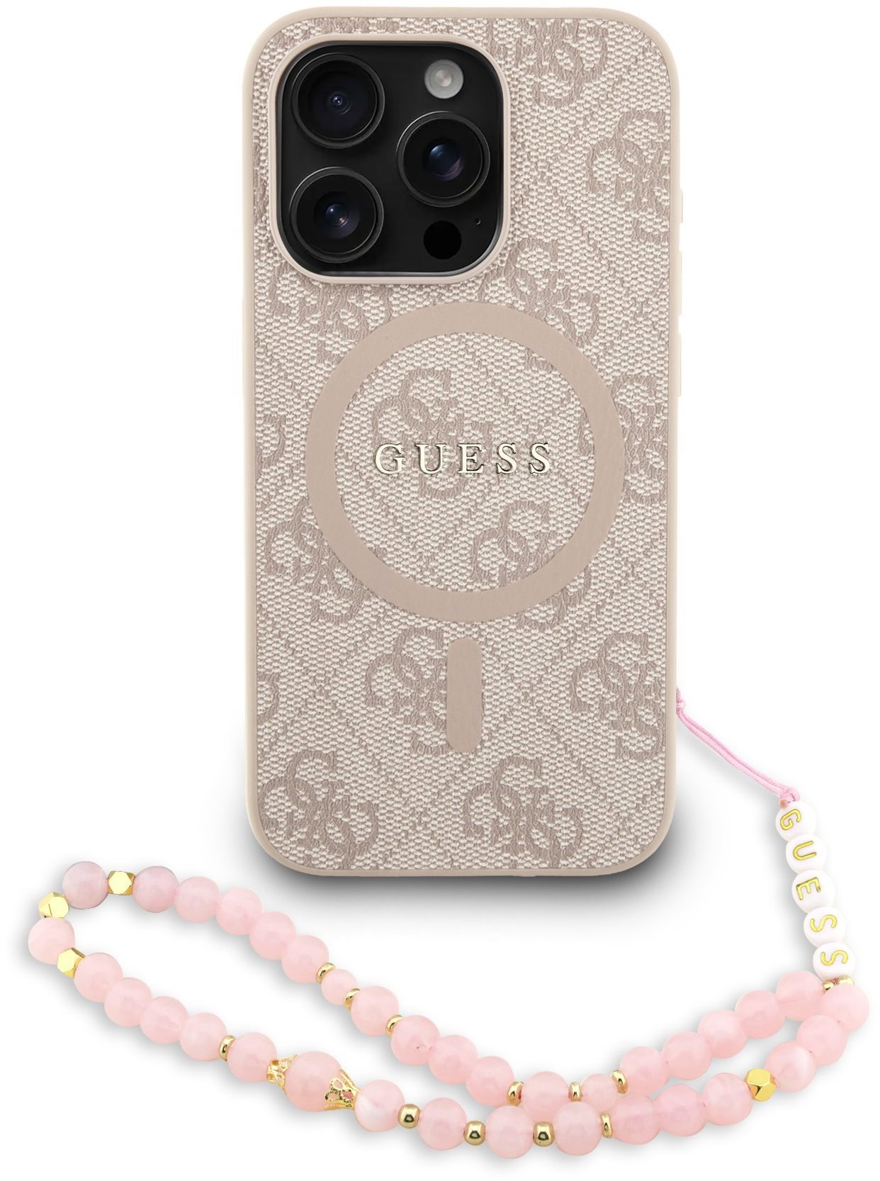 Guess PU Leather 4G Colored Ring Strap MagSafe Zadní Kryt pro iPhone 15 Pro Max Pink