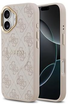 Guess PU Leather 4G Gold Frame MagSafe Zadní Kryt pro iPhone 17 Pink