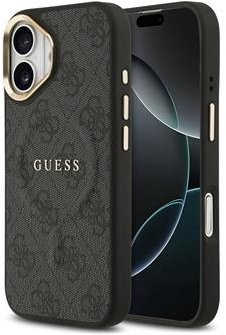 Guess PU Leather 4G Gold Frame MagSafe Zadní Kryt pro iPhone 17 Black