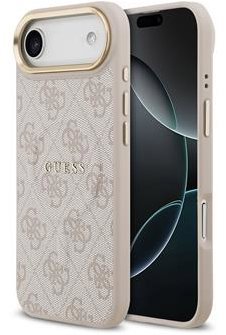 Guess PU Leather 4G Gold Frame MagSafe Zadní Kryt pro iPhone Air Pink