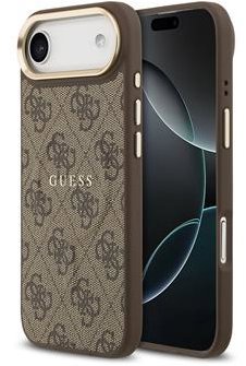 Guess PU Leather 4G Gold Frame MagSafe Zadní Kryt pro iPhone Air Brown