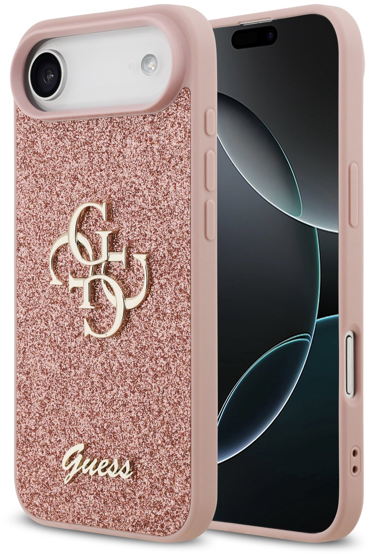 Guess PU Fixed Glitter 4G Metal Logo Zadní Kryt pro iPhone Air Pink