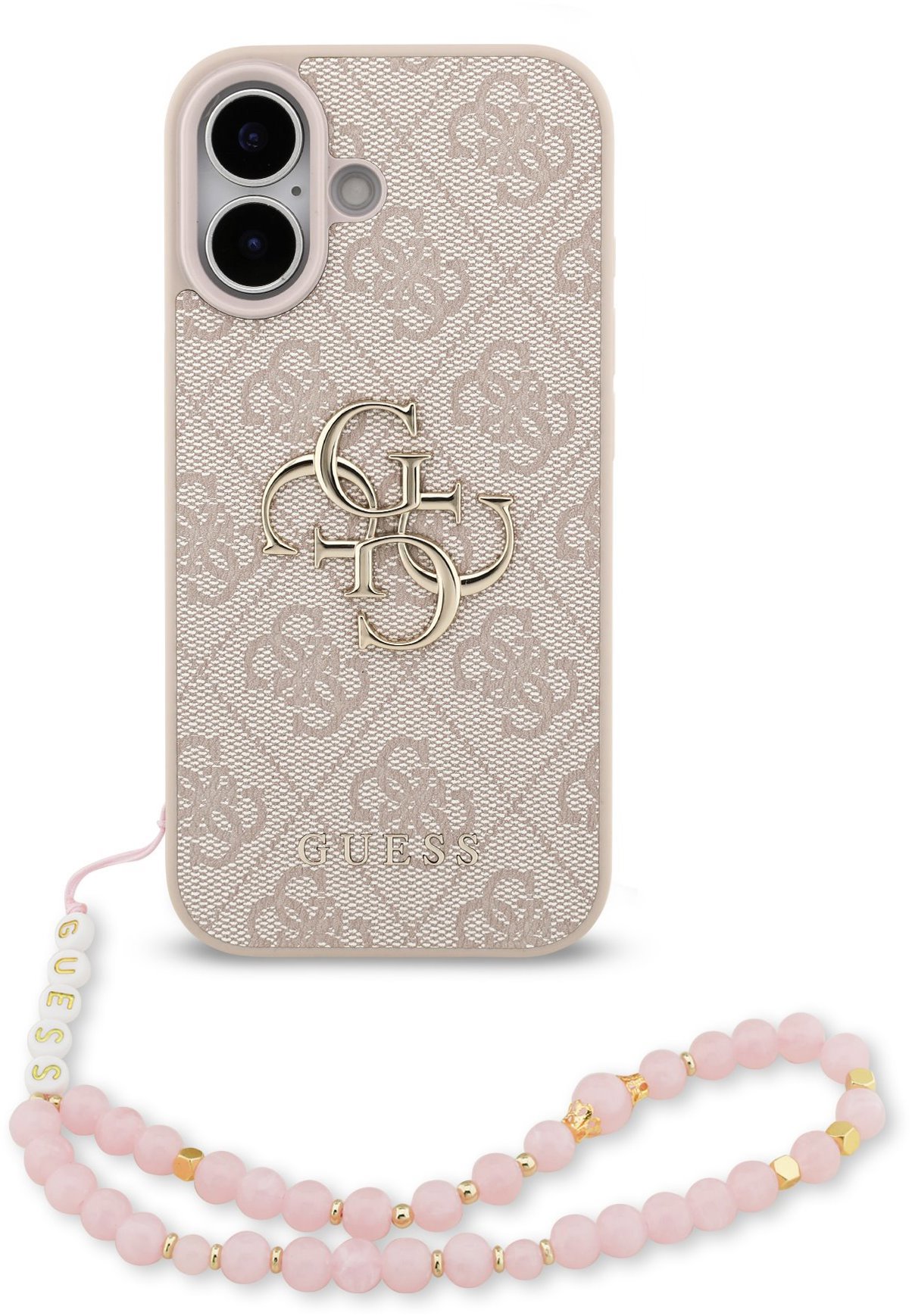 Guess PU 4G Metal Logo Strap Zadní Kryt pro iPhone 17 Pink