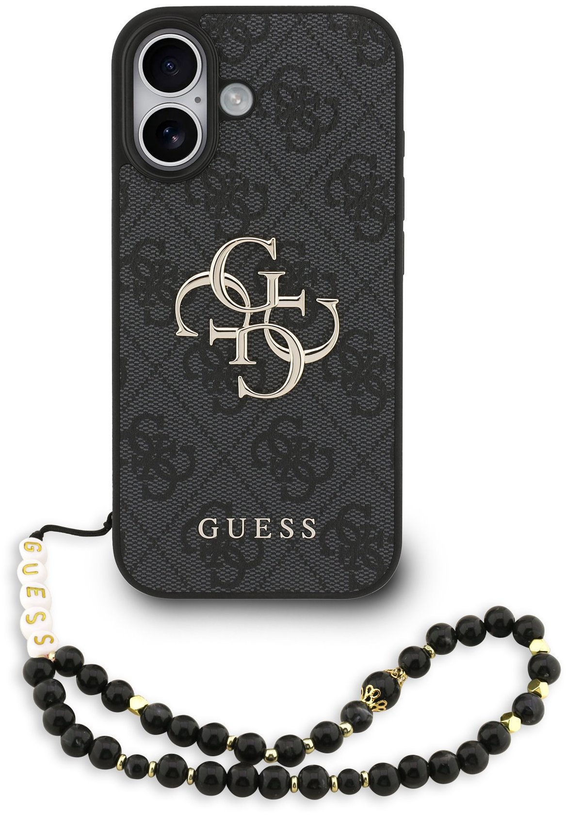 Guess PU 4G Metal Logo Strap Zadní Kryt pro iPhone 17 Black
