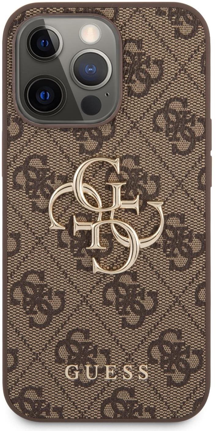 Guess PU 4G Metal Logo Zadní Kryt pro Apple iPhone 13 Pro Brown