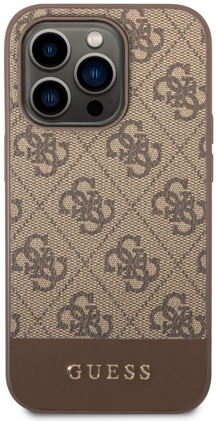 Guess 4G Stripe Zadní Kryt pro iPhone 14 Pro Brown