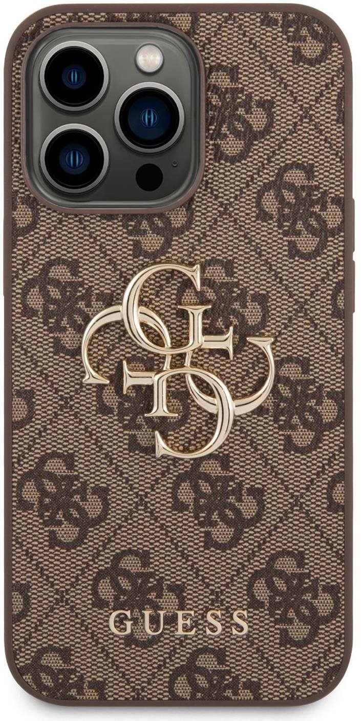 Guess PU 4G Metal Logo Zadní Kryt pro iPhone 14 Pro Brown