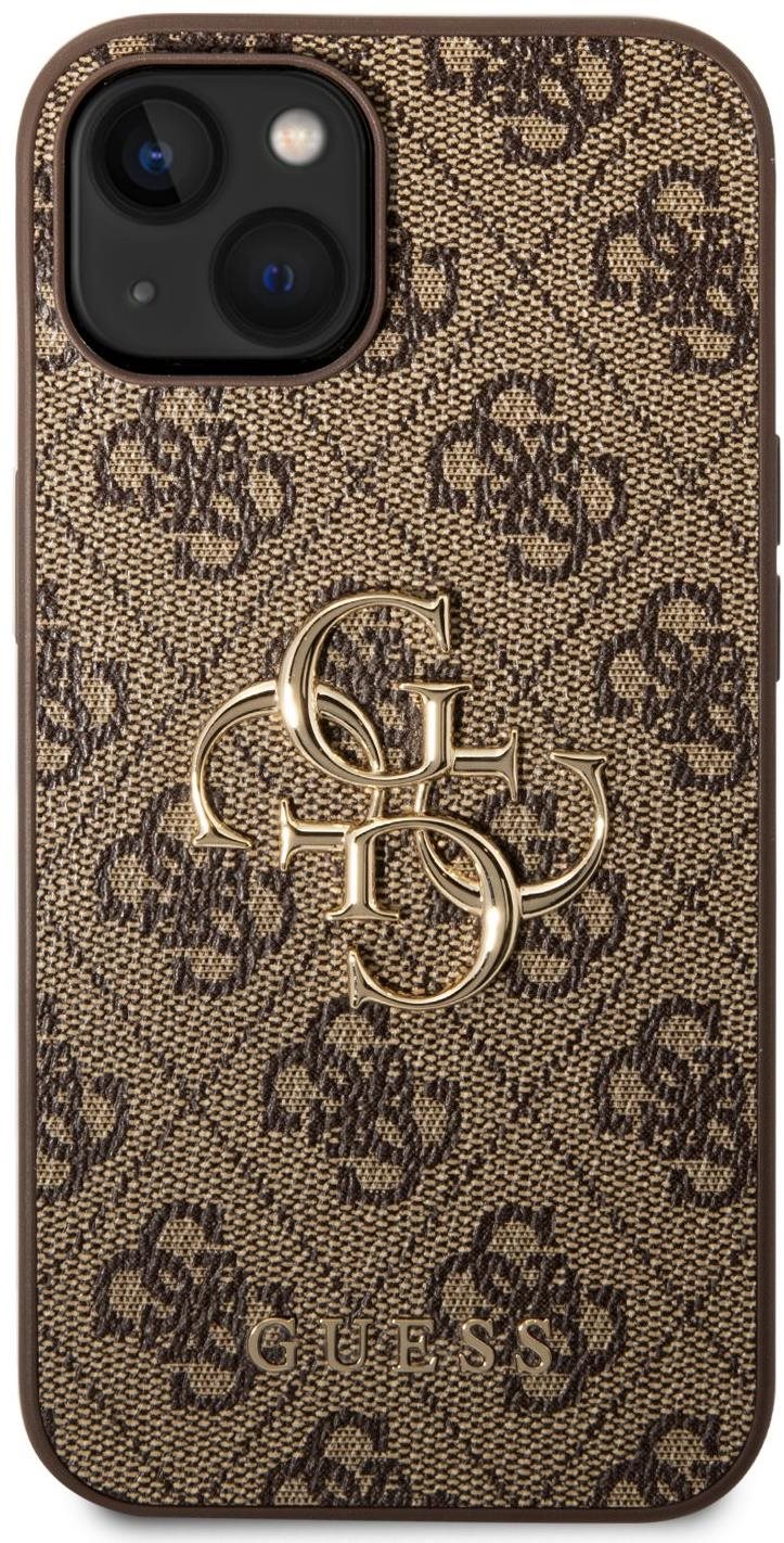 Guess PU 4G Metal Logo Zadní Kryt pro iPhone 15 Brown