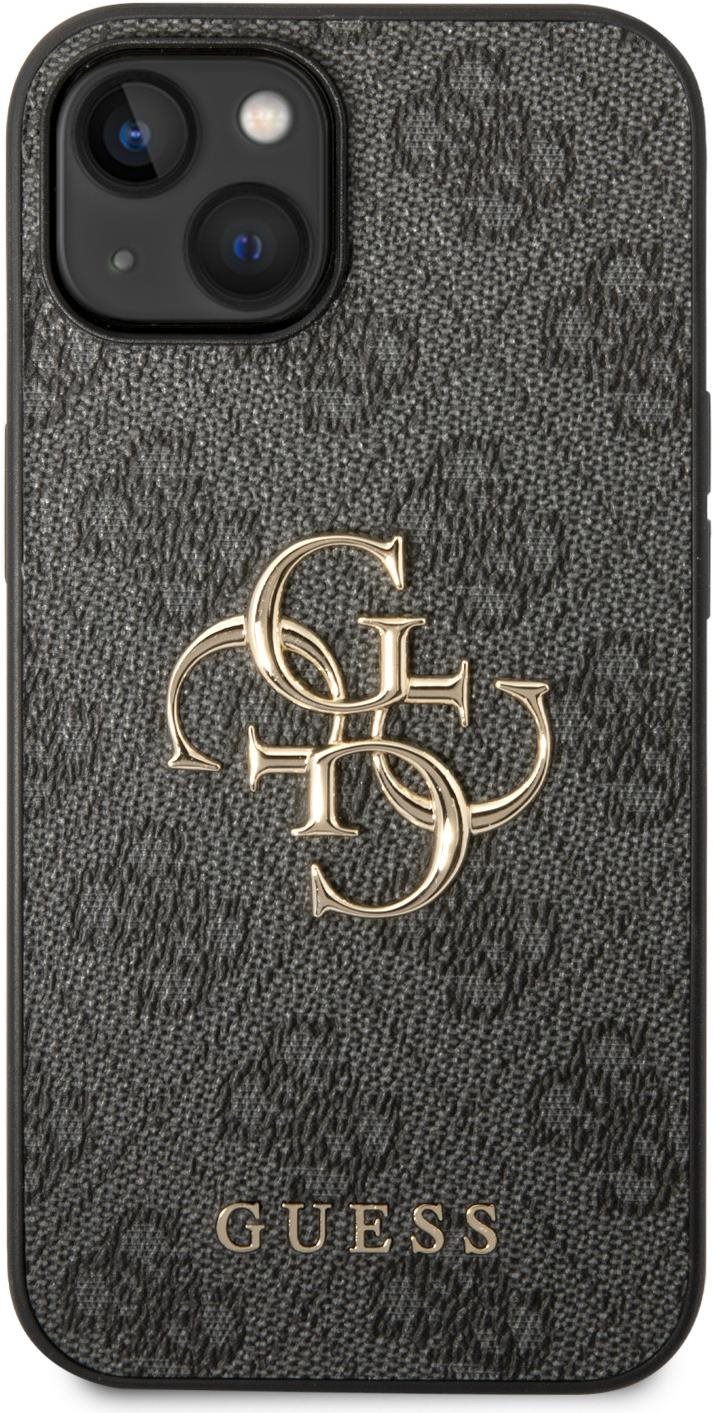 Guess PU 4G Metal Logo Zadní Kryt pro iPhone 15 Grey