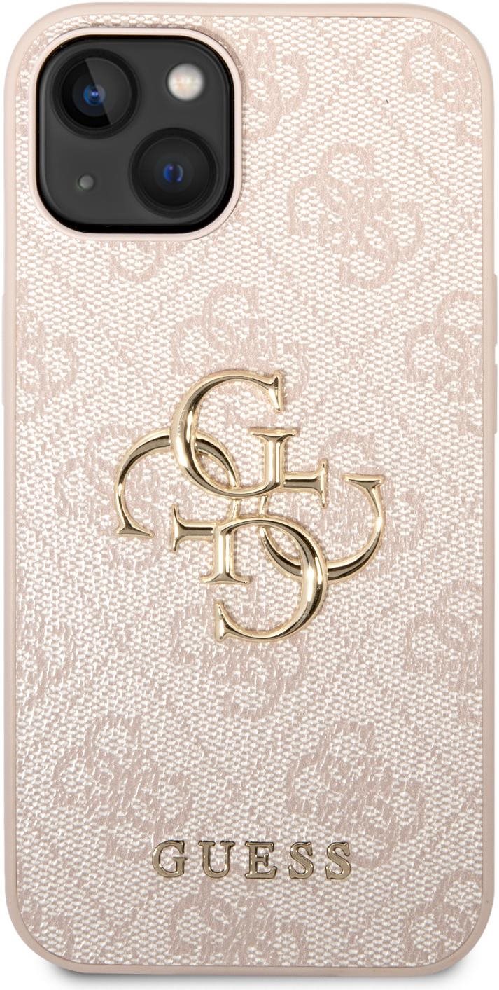 Guess PU 4G Metal Logo Zadní Kryt pro iPhone 15 Pink