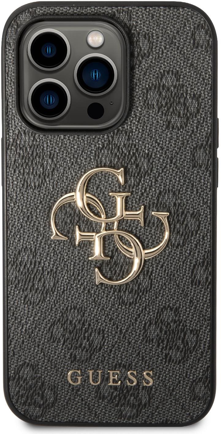 Guess PU 4G Metal Logo Zadní Kryt pro iPhone 15 Pro Grey